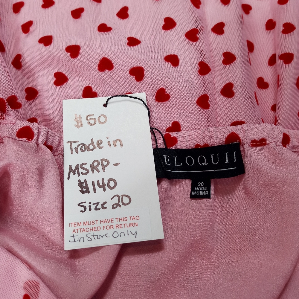 Eloquii pink and red heart textured mini dress Women's Plus Size 20 Fit & Flare - Picture 3 of 13